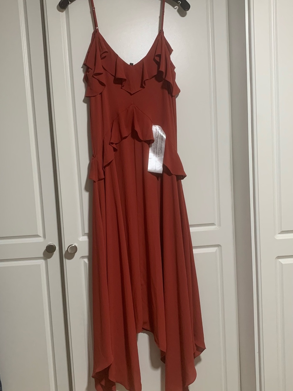 BCBGMaxAzria Rust-Tone Ruffle High-Low Dress - Picture 2 of 4